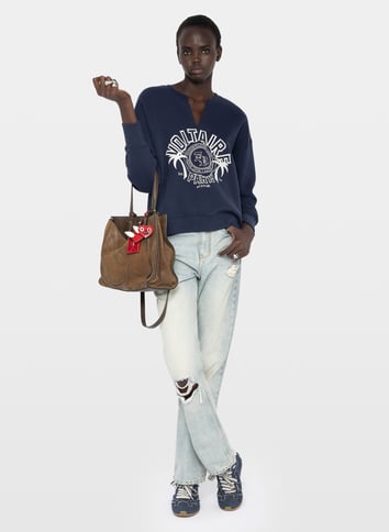 Sweat col rond droit brodé ZADIG&VOLTAIRE Bleu